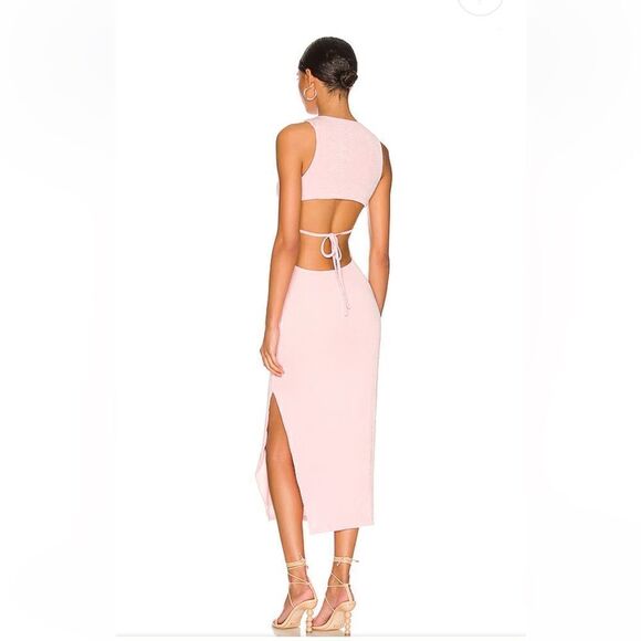Superdown Marissa Midi Dress in Baby Pink stretch open back tie Revolve - Picture 4 of 11